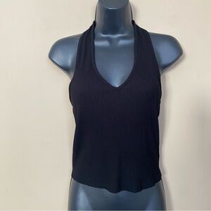 NA-KD Black Ribbed Halter Top